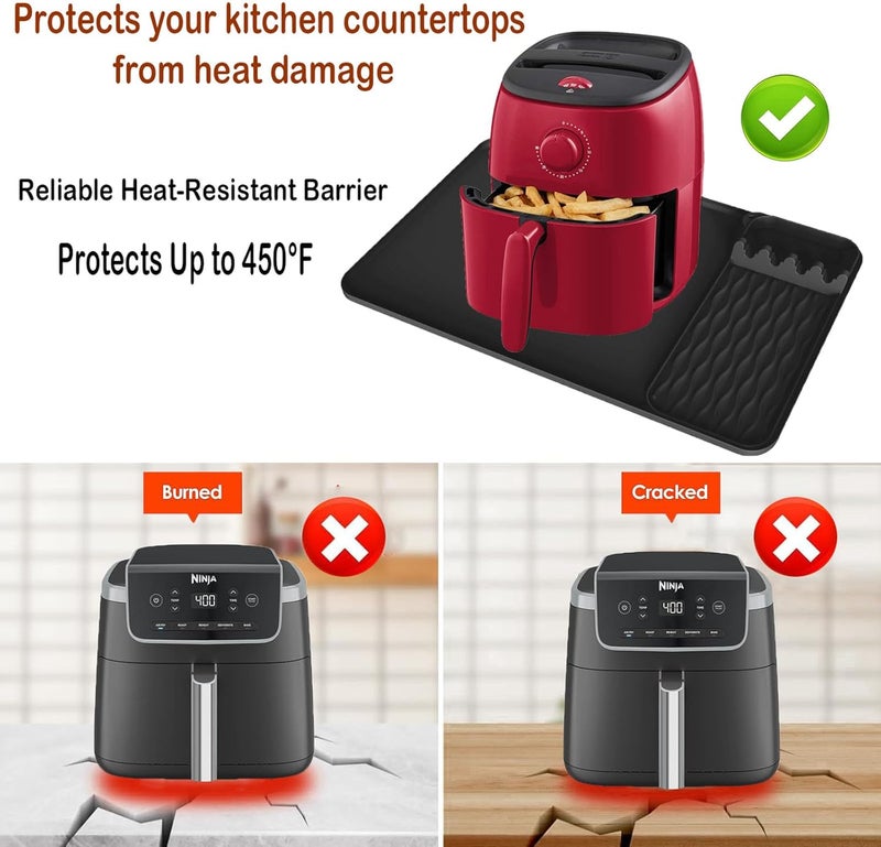 ZJSTRO Silicone Heat Resistant Mats for Countertop,25.59''x15.75''Air Fryer Mat with Kitchen Accessories Holder Pad Compatible with Ninja,Microwave Oven,Coffee Maker,Cosor Kitchen Countertop Protector - Image 5